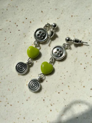 Handmade retro fairy boho funky style dangle earrings🌀💛 thumbnail 4