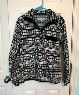 Jachs Cabin‎ Black Quarter T Snap Fleece Sweater Women's Size Small thumbnail 1