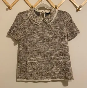 Anthropologie Postage Stamp Tweed Collared Blouse size XS thumbnail 1