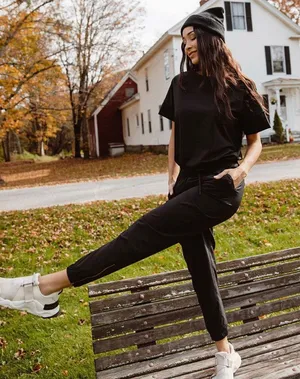 Albion Fit Everyday Jumpsuit in Black Small Tall thumbnail 1