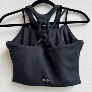 Alo Yoga Ribbed Airlift Double Strap Enchanted Cropped Bra Tank Top Size Small thumbnail 4