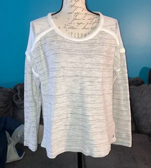 Roxy Woven Crewneck Sweater, Large thumbnail 1