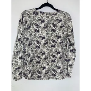 Northcrest Floral Thermal Lace Trim Henley Shirt Sz Large thumbnail 8