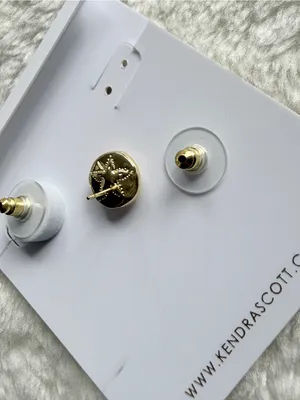 Kendra Scott Sand Dollar Gold Stud Earrings Natural thumbnail 5