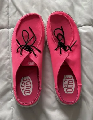 Hey Dude Shoes Womens W8 Wendy Slip On Stretch Canvas Neon Pink Summer‎ Outdoor thumbnail 1