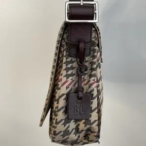 Lauren Ralph Lauren Brown/Tan Plaid Small Shoulder Bag 10"x7.5"x2.5" thumbnail 3
