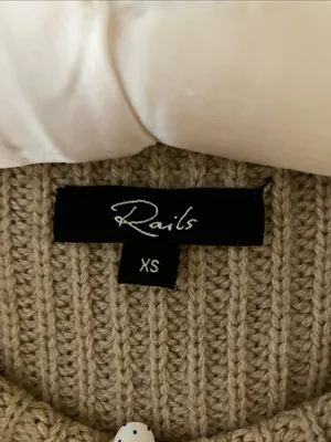 Rails Claudia Camel and Ebony Stripe Mockneck Knit Sweater XS thumbnail 3