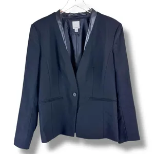 Halogen Faux Leather Trim Suit Jacket Blazer thumbnail 2
