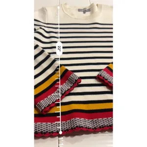 Marled Reunited Striped Crochet Hem Sweater Women's XS thumbnail 5