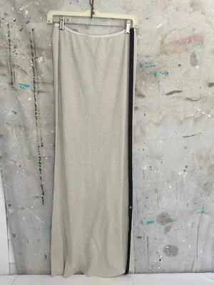 White Fox Magic Memory Knit Maxi Skirt in Champagne thumbnail 3