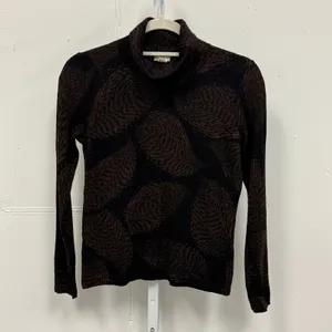 Vintage Belford Women's Extrafine Merino Wool Turtleneck Sweater Leaf Print‎ thumbnail 3
