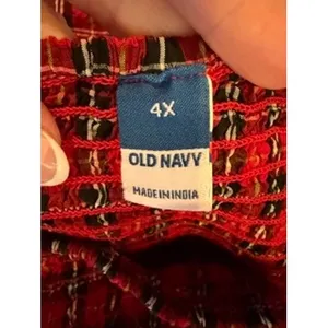 Old Navy Smocked Peplum Top Women 4X Red Tartan Plaid Square Neck Holiday Preppy thumbnail 9