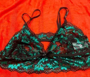 Avidlove Lace Bralette Black/green Mylar Sz M NWOT thumbnail 1