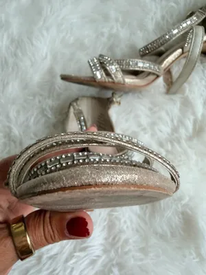 Kelly & Katie Reekie Gold Strappy Rhinestone Heeled Sandals thumbnail 7