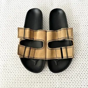 MNG Mango Black Tan Double Buckle Slide Suede Strap Sandals 37 thumbnail 2