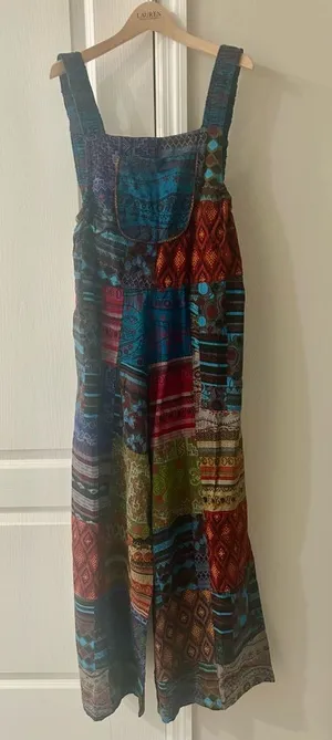 Rising International Patchwork Overalls Blue Size M thumbnail 1