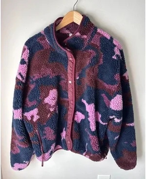 Fabletics Tahoe Teddy Jacket Glitch Camo Merlot XL thumbnail 1