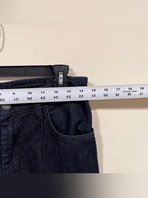 Zara Pintuck Wide Leg Jeans dark blue denim size 4 EUC high waisted thumbnail 4