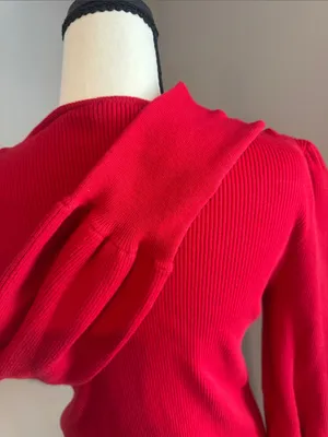 Lauren Ralph Lauren Red Off-the-Shoulder Ribbed Sweater thumbnail 5