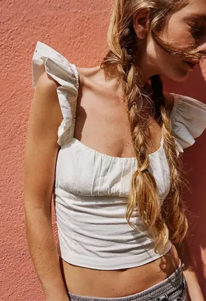 Free People Vittoria Top White Large NWT thumbnail 1