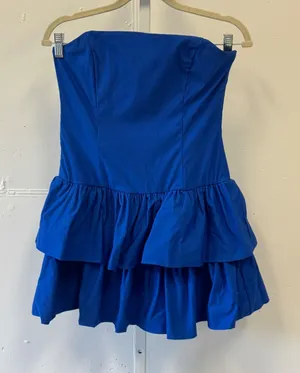 Lucy In The Sky Royal Blue Strapless Tiered Ruffle Mini Dress‎ XL Party Cocktail thumbnail 1