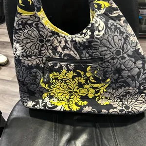 Vera Bradley Black and Yellow Floral Hobo Bag thumbnail 5