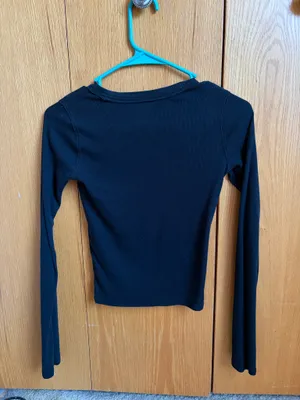 Hollister Ribbed Long Sleeve Top Black thumbnail 3