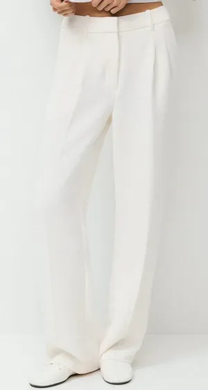 Aritzia Wilfred The Effortless Pant Wide Leg Crepette in Light Birch Size 16 thumbnail 1