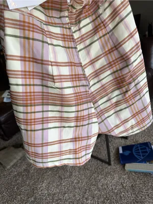 Plaid V-Neck Sleeveless Mini Dress Romper in Pink and Olive thumbnail 3