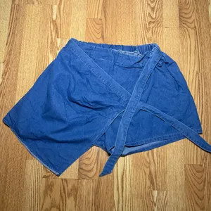 SHEIN Curve Blue Denim Wrap Skort Tie Waist 0XL thumbnail 4
