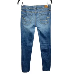 90s American Eagle Distressed Skinny Jeans Blue Sz‎ 4 Super Stretch Denim Grunge thumbnail 2