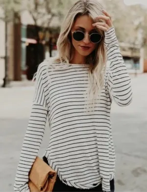 VICI Lovestitch super distressed‎ striped long sleeve thumbnail 1