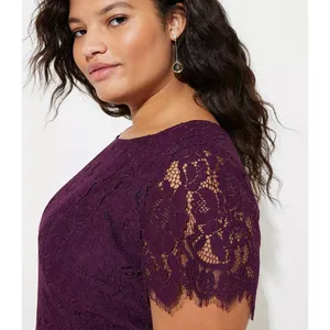 NWT Ann Taylor LOFT Womens Plus Size 18 Purple Lace Mini Flare Dress NEW thumbnail 3