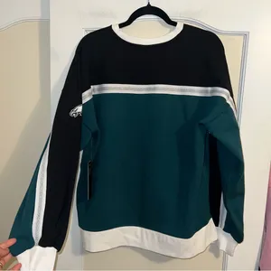 NWT Eagles NFL Team Apparel Silver Glitter Midnight Green Bench Crewneck Glll thumbnail 4