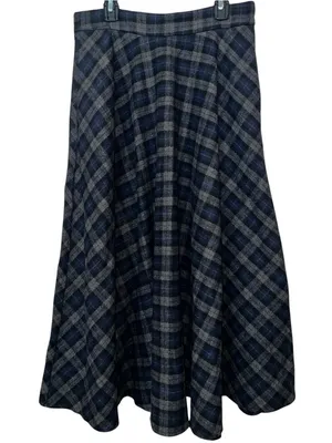 CoMMENSE Plaid Tweed Midi Skirt SPU: OA250929034 COLOR - Navy, Size Medium NWT thumbnail 4