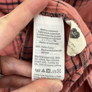 Madewell‎ Popover Flannel Long Sleeve Plaid Clay Pink Navy 1/4 Button Up Top XS thumbnail 5