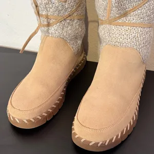Muk Luks Womens Sweater‎ Knit Boots Mid Calf Size 9.5 Suede Leather Strappy Fur thumbnail 5