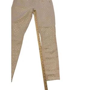 7 for all Mankind Jeans Women Beige Shiny Gold Jacquard Size 29 Metallic Party thumbnail 6