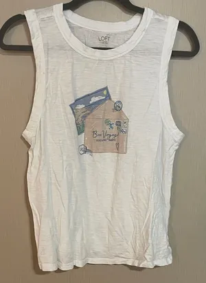 Loft large bon voyage adventure awaits envelope vacation trip white tank blue thumbnail 1
