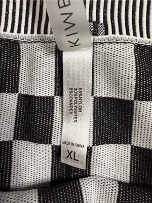 Kimberly Checkerboard High-Rise Bike Shorts — Black & White thumbnail 3