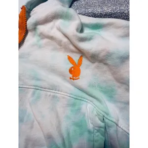 Playboy x Missguided Crop Hoodie Sweatshirt Zip Neck Green Tie Dye Size Small thumbnail 6