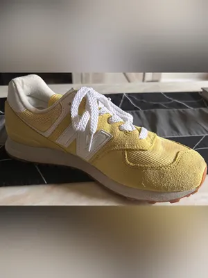 New Balance 574 Fall Suede Sneakers in Lemon Haze Sz 9.5 Grunge Indie Sleaze thumbnail 2