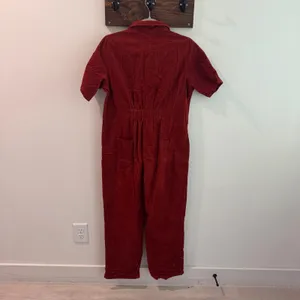 All Row Rust Red Corduroy Utility Jumpsuit Short Sleeve Zip Front PM1070 Large thumbnail 7