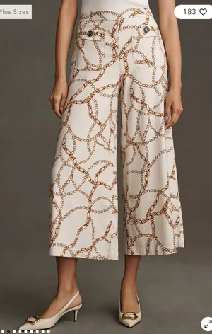 Anthropologie Maeve Printed Palazzo Pants Chain Print 6 thumbnail 3
