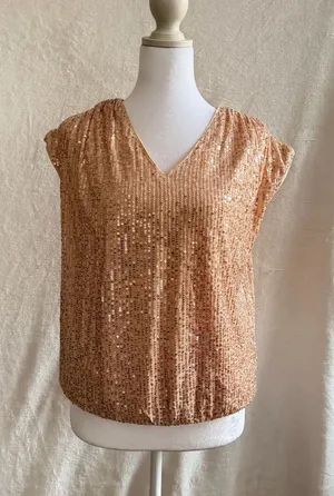 Grace Karin Sequin V-Neck Blouse thumbnail 1