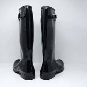 NEW Hunter Women's Rubber Knee High Rain Waterproof Shiny Boots Black 10 thumbnail 3