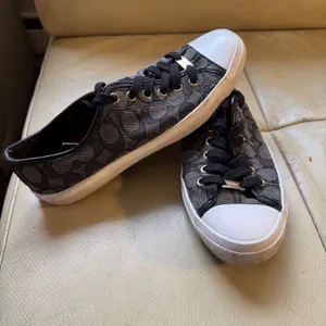 Coach Empire Signature C Monogram Low Top Sneakers Black Grey Womens 8.5B A00248 thumbnail 6
