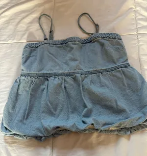 American Eagle Denim Bubble Tube Top thumbnail 1