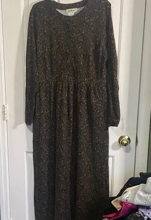 L.L. Bean Women's Paisley Floral Cotton Maxi Dress Multicolor thumbnail 1