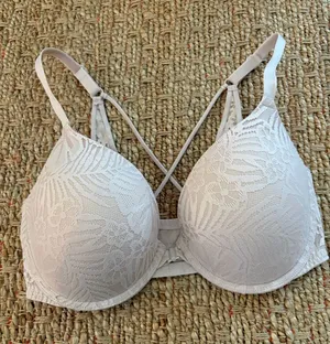 PINK Victoria's Secret Blush Lace Molded Push-Up Bra with Crisscross Straps 38DD thumbnail 1